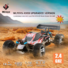 Wltoys A959 1:18 2,4 ГГц полноприводный Радиоуправляемый автомобиль внедорожник 45 км/ч высокоскоростной гоночный багги автомобиль с дистанционным управлением RTR игрушки для детей 2024 - купить недорого