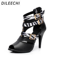 DILEECHI Black Genuine leather serpentine Latin dance shoes Women's High help naked boots Party Salsa dance shoes 2024 - buy cheap