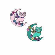 Broche de Metal esmaltado con dibujos animados para niño, broche con forma de luna, flor, gato, insignia, Pin, accesorios de joyería, regalo 2024 - compra barato