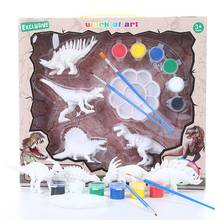 Pintura de dinossauros artesanato, decorar seu próprio kit de estatuetas de dinossauros, brinquedos para crianças conjunto de brinquedos engraçados 2024 - compre barato