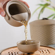 Conjunto de xícara de chá cerâmica portátil viagem talheres kung fu xícara de chá 1 pote 1 copos oolong preto chá escritório em casa vintage drinkware gaiwan 2024 - compre barato