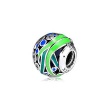 Fits for Pandora Charms Bracelets Ocean Life Beads with Green Enamel & Blue CZ 100% 925 Sterling Silver Jewelry Free Shipping 2024 - buy cheap