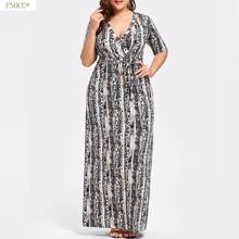 Women Dress Autumn Winter half Sleeve Deep V Neck Waist Belt Long Maix Dress Gown Elegant Party Dress Plus Size S-5XL 2024 - buy cheap