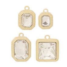 12 x Gold Color Geometry Square Crystal Cube Charms Pendants for DIY Necklace Earrings Jewellery Making Accessories 2024 - buy cheap