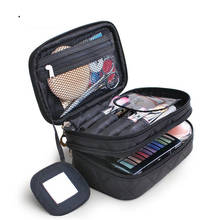 Bolsa de cosméticos organizadora, bolsa de maquiagem portátil dupla camada multifuncional à prova d'água para viagens, com lavagem 40 # 2024 - compre barato