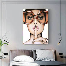 Modern Canvas Painting Portrait Posters and Prints Abstract Nude Girl with Glasses Wall Art Pictures Bedroom Home Decor Cuadros 2024 - buy cheap