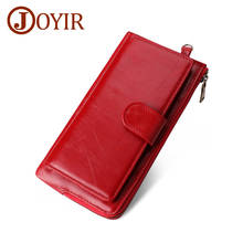 JOYIR Genuine Leather Women Long Wallet RFID Wallets Phone Bag Coin Purse Card Holder Women's Long Design Purse Clutch Quality 2024 - buy cheap