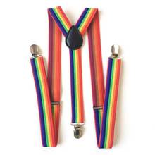 Colorful Striped Strap Rainbow Bib Pants Straps Clip Adult Unisex Suspenders Buckle Adjustable Shoulder Belt 2024 - buy cheap