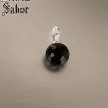 Berloque 3d preto banhado a prata bola de cristal de corte chanfrado faça você mesmo pingente para pulseiras fazendo joias para mulheres 404 2024 - compre barato