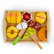 11pcs Baby Wooden Pretend Play Kitchen Toys Cutting Bread Play Miniature Food Game Early Educational Baby Gift 2024 - buy cheap