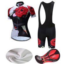 Conjunto de ropa de ciclismo para mujer, conjunto de Jersey y pantalones cortos con pechera, uniforme de bicicleta de montaña, traje deportivo, moda de verano, 2021 2024 - compra barato