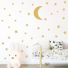 Golden Moon Wall Sticker DIY Kids room Decor Vinyl Star Wall Decals for Nursery Home Decoration Removable Wallpapers Art Posters 2024 - buy cheap