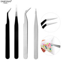 4pcs Nipper clipper Tweezer Anti-Magnetic Curved Straight Stainless Steel Picking Rhinestone Glitter Nail Art Tool 2024 - buy cheap