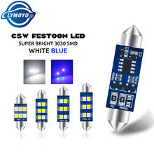 Lâmpada led canbus para iluminação interna, lâmpada led c10w c5w led para automóveis 31mm 36mm 39mm 41mm, luz branca e azul para leitura de placa 2024 - compre barato