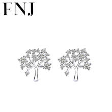 FNJ Flower Earrings 925 Silver Jewelry Original Pure S925 Sterling Silver Stud Earring for Women Cubic Zircon 2024 - buy cheap