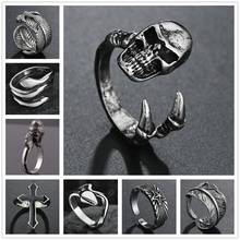 Vintage Punk Feather Cross Snake Male Ring Gothic Star Paw Animals Free Open Finger Ring For Men Women Jewelry 2024 - buy cheap