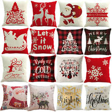 45*45cm Merry Christmas Cushion Cover Pillowcase 2021 Christmas Decorations For Home Xmas Noel Ornament Happy New Year 2021 2024 - buy cheap