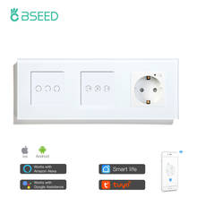 Bseed Three Gang Smart Switch With Curtain Blind Intelligent EU Socket Wifi Control Work Tuya Smart Life Home Improvement 2024 - buy cheap