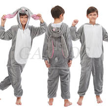 Зимние мягкие пижамы кигуруми для мальчиков, пижама с единорогом, вечерние детские костюмы, одежда для сна с капюшоном и изображением панды, животных, для 8, 10, 12, 14, 16 лет 2024 - купить недорого
