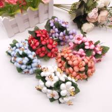 6pcs/lot Mini Silk Artificial Rose Flowers Bouquet Scrapbooking Fake Flower Stamen Wedding Party Decoration DIY Handmade 2024 - купить недорого