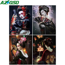 Azqsd pintura por número mulher japonesa pintados à mão imagem da parede moderna por números retrato artesanal decoração do quarto 2024 - compre barato