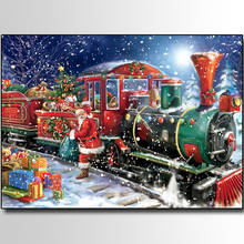 Papai noel 5d pintura diamante natal trem ponto cruz strass mosaico imagem inacabado diamante bordado 2024 - compre barato