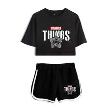 Stranger Things-Conjunto de dos piezas para mujer, Top corto de manga corta y pantalones cortos, ropa de moda de verano 2024 - compra barato