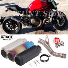 Silenciador de tubo de conexión medio para motocicleta DUCATI Monster 821 Monster 1200 1200S 2014-2016, catalizador modificado 2024 - compra barato