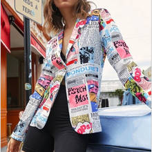 2021 New Women Fashion Printed Blazers Notched Coat Jacket Lady Spring Fall Casual High Street Long Sleeve Suits Top Outwear 2024 - buy cheap