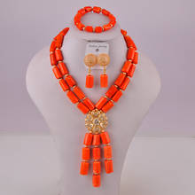 natural orange coral jewelry african wedding coral necklace set nigeria coral beads jewelry set for women 2024 - buy cheap