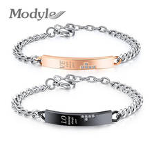 Modyle Rose Gold Color CZ Stone Wedding Bracelet 316L Stainless Steel Bracelets Bangles for Couple Gifts New 2022 2024 - buy cheap