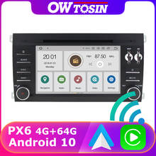 Reproductor multimedia PX6 con GPS para coche, Radio estéreo con Android 10, 4G + 64G, Carplay inalámbrico, DVD, WiFi, para Porsche cayenne 2003-2010, TDA7850 2024 - compra barato