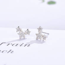 Free Shipping Fashion 925 Sterling Silver Crystal Rhinestone Geometric Star Stud Earrings For Women  Jewelry Trendy 2024 - buy cheap
