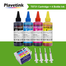 Plavetink Refillable Ink Cartridge For Epson T0731 73N Stylus CX3900 CX7300 C79 Printer + 4 Color 100ml Bottle Ink Refill Kit 2024 - buy cheap
