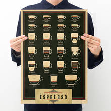 Papel Kraft clásico para decoración de pared del hogar, póster decorativo de café Espresso italiano, nuevo 2024 - compra barato