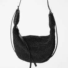 Popular Moon shape Straw Bag Women Shoulder Bag Beach Vacation Bag Hand Woven Straw Bag 2024 - buy cheap