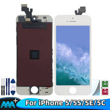 AAA +++ дисплей для iPhone 5 5S SE 5C, ЖК-дисплей в сборе, сенсорный ЖК-экран без битых пикселей + закаленное стекло 2024 - купить недорого