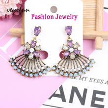 Veyofun Acrylic ZA Hollow out Fan-Shaped Rhinestone Drop Earrings For Woman Vintage Dangle Earrings Jewelry New 2024 - buy cheap