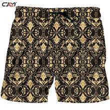 CJLM-pantalones cortos de playa para hombre, Shorts informales con cintura elástica, estampado 3D, lujoso patrón dorado, 5XL talla grande, disfraz para primavera 2024 - compra barato