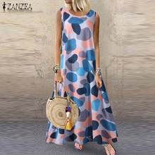 Elegant Summer Maxi Dress Women Print Sundress ZANZEA 2021 Casual Sleeveless Tank Vestidos Female O Neck Robe Femme Oversize 2024 - buy cheap