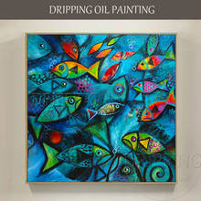 Artist Hand-painted High Quality Tropical Fishes Acrylic Painting on Canvas Modern Abstract Tropical Fishes Acrylic Painting 2024 - buy cheap