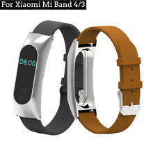 Correa de cuero para reloj Xiaomi Mi Band 4, 3, con funda de Metal, repuesto 2024 - compra barato