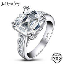 Jellystory anel de luxo feminino, joia em prata esterlina real 925, com formato quadrado, 5a, presente de casamento com pedras preciosas 2024 - compre barato