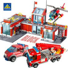 Estação de combate a incêndios, brinquedo educacional de tijolos para crianças, 774 peças, aviões, caminhões, carro, bombeiro, meninos 2024 - compre barato
