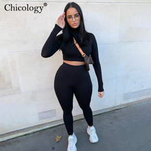 Chicology Velvet Inside Winter Tracksuit Crop Top Long Pants Two Piece Set 2021 Fall Women 2 Pc Outfits Sexy Clothes Sweat Suits 2024 - buy cheap