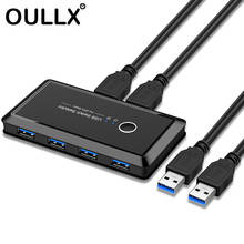 KVM-переключатель OULLX, USB 3,0, переключатель, 2 порта, 4 устройства, USB 2,0 для клавиатуры, мыши, сканера, Kvm-переключатель, концентратор 2024 - купить недорого