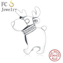 FC Jewelry Fit Original Brand Charm Bracelet Real 925 Silver Animal Deer Elk Zirconia Bead For Making Summer Berloque 2020 NEW 2024 - buy cheap