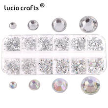 Lucia Crafts   2/3/4/5mm Clear AB Resin Rhinestone Glue-on Flatback Gems Nail Art  Decor  Y0120 2024 - buy cheap