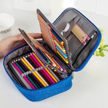 1pc Solid Color Large Capacity Pen Box 72 Holes Multi Layer Pencil Case Canvas Storage Bag Students Pen Holder School Supplies 2024 - buy cheap