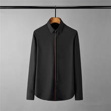 Minglu-camisas blancas y negras para hombre, camisas de vestir informales de manga larga de lujo, de talla grande 4xl, Color sólido, ajustadas 2024 - compra barato
